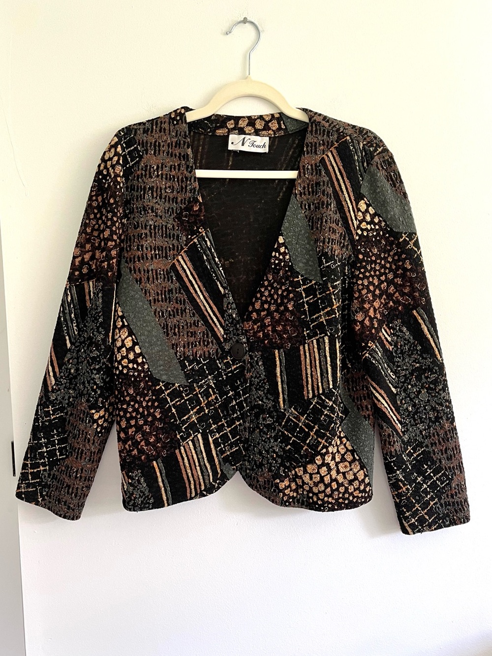 Vintage N Touch Patchwork Academia Blazer Jacket Fall Whimsigoth Artsy Large